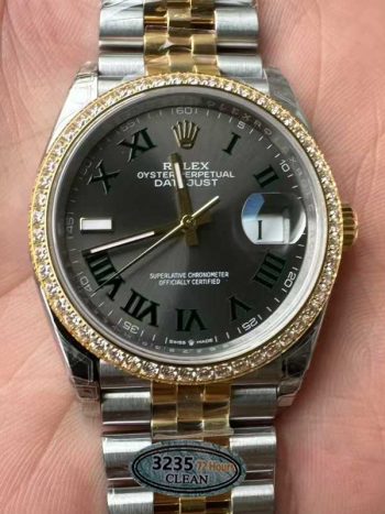 Victory Factory DateJust 36 Wimbledon 126283RBR Slate Dial Roma Indexes 904L Steel Case Yellow Gold Two Tone Jubilee Bracelet DD3235 Movement 00