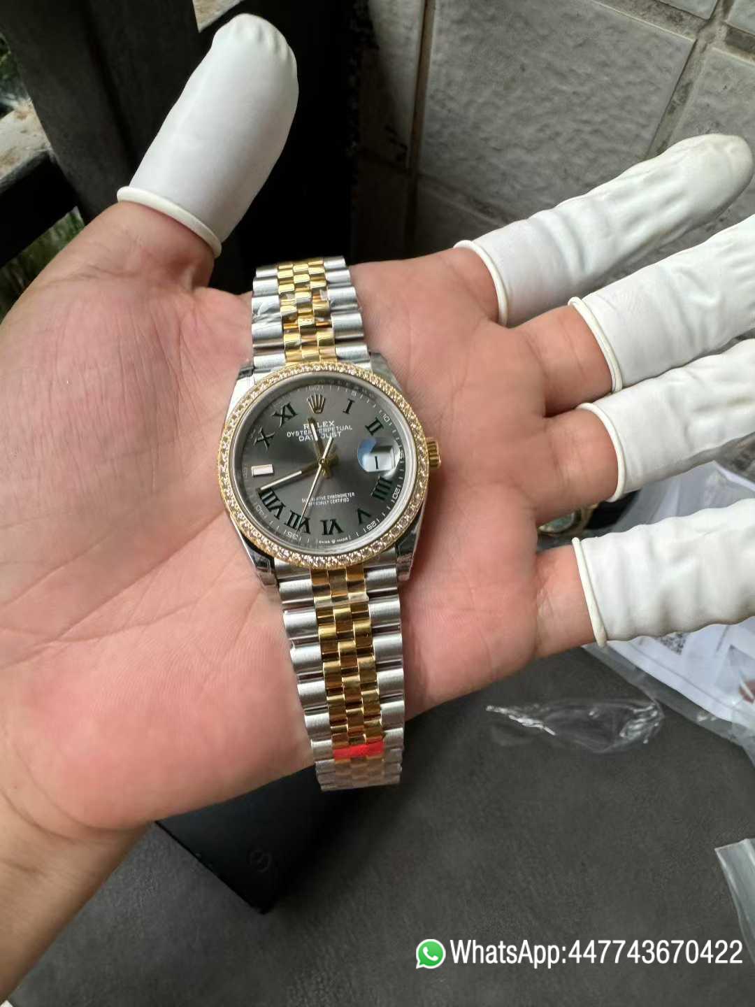 Victory Factory DateJust 36 Wimbledon 126283RBR Slate Dial Roma Indexes 904L Steel Case Yellow Gold Two Tone Jubilee Bracelet DD3235 Movement 01 Victory Factory DateJust 36 Wimbledon 126283RBR Slate Dial Roma Indexes 904L Steel Case Yellow Gold Two Tone Jubilee Bracelet DD3235 Movement 01