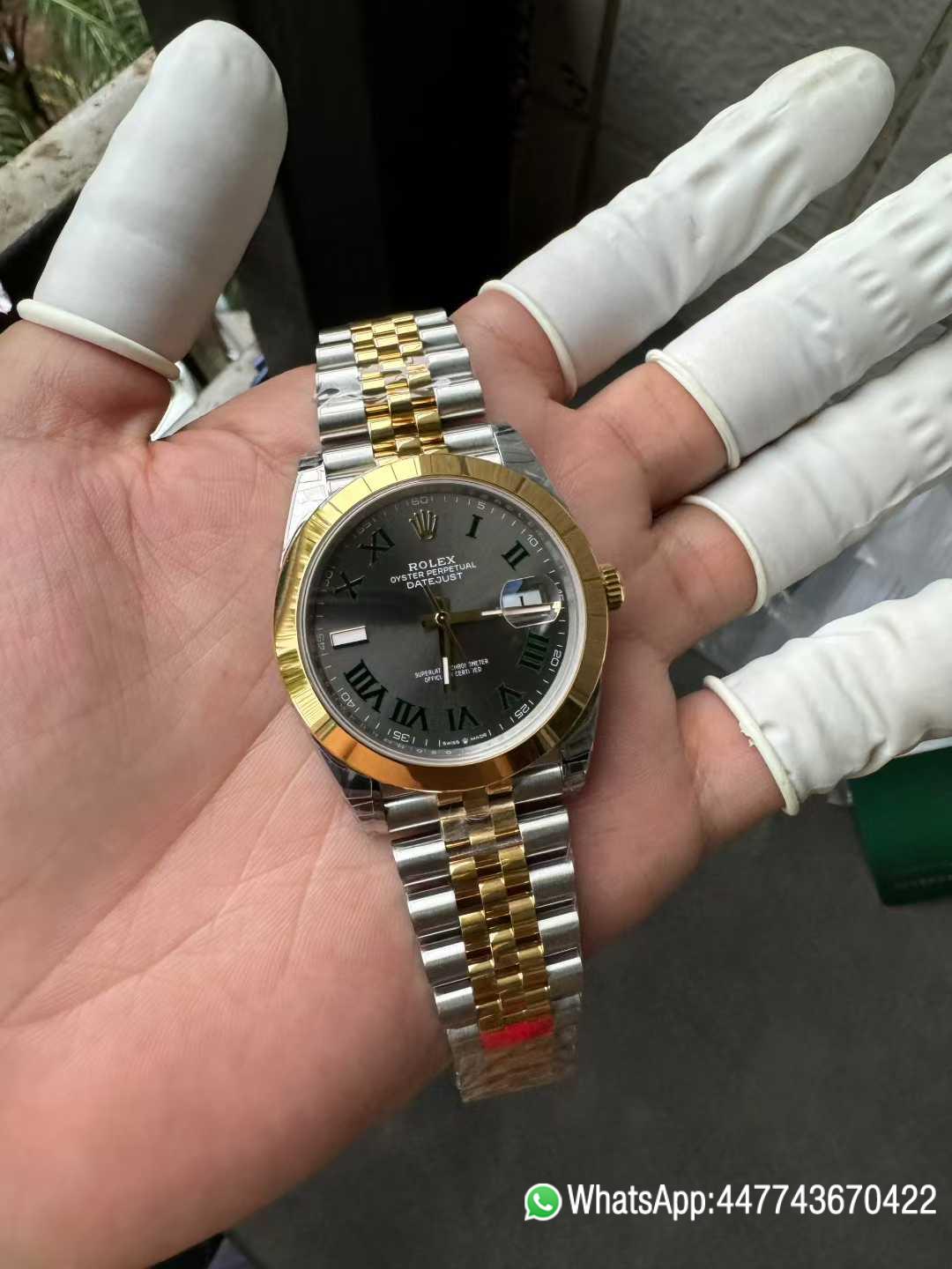 Victory Factory DateJust 41 126303 Wimbledon Slate Dial with Roma Indexes Yellow Gold Smooth Bezel Two Tone Jubilee Bracelet DD 3235 Movement 01 Clean Factory DateJust 41 126303 Wimbledon Slate Dial with Roma Indexes Yellow Gold Smooth Bezel Two Tone Jubilee Bracelet DD 3235 Movement 01