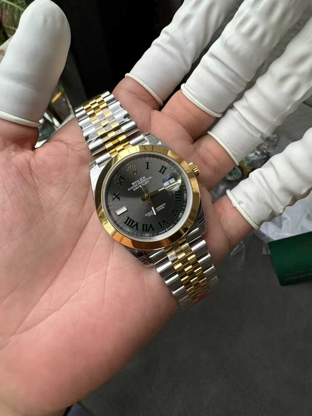 Victory Factory DateJust 41 126303 Wimbledon Slate Dial with Roma Indexes Yellow Gold Smooth Bezel Two Tone Jubilee Bracelet DD 3235 Movement 02 Clean Factory DateJust 41 126303 Wimbledon Slate Dial with Roma Indexes Yellow Gold Smooth Bezel Two Tone Jubilee Bracelet DD 3235 Movement 02