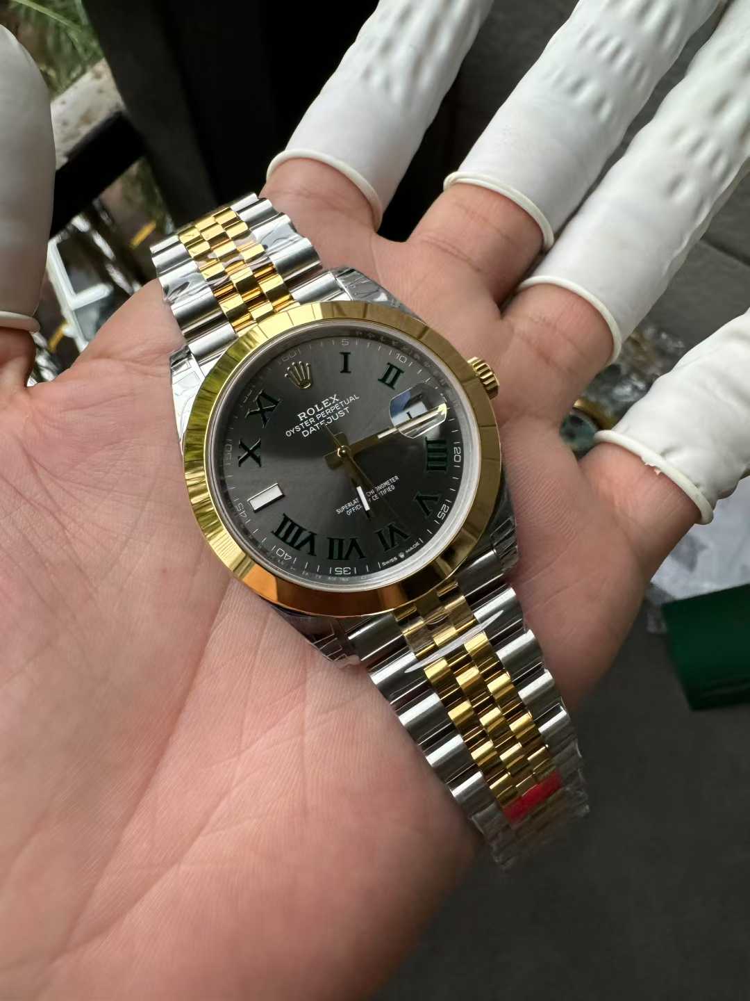 Victory Factory DateJust 41 126303 Wimbledon Slate Dial with Roma Indexes Yellow Gold Smooth Bezel Two Tone Jubilee Bracelet DD 3235 Movement 03 Clean Factory DateJust 41 126303 Wimbledon Slate Dial with Roma Indexes Yellow Gold Smooth Bezel Two Tone Jubilee Bracelet DD 3235 Movement 03
