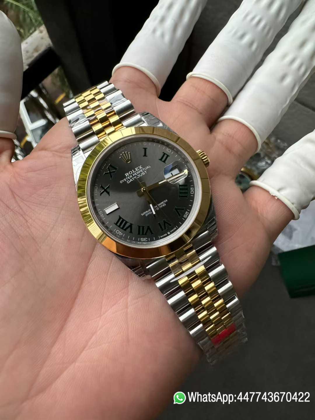 Victory Factory DateJust 41 126303 Wimbledon Slate Dial with Roma Indexes Yellow Gold Smooth Bezel Two Tone Jubilee Bracelet DD 3235 Movement 03 Clean Factory DateJust 41 126303 Wimbledon Slate Dial with Roma Indexes Yellow Gold Smooth Bezel Two Tone Jubilee Bracelet DD 3235 Movement 03