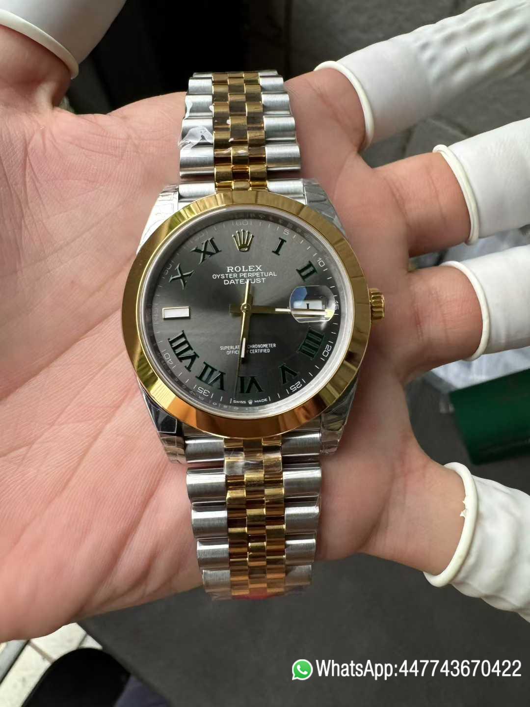 Victory Factory DateJust 41 126303 Wimbledon Slate Dial with Roma Indexes Yellow Gold Smooth Bezel Two Tone Jubilee Bracelet DD 3235 Movement 04 Clean Factory DateJust 41 126303 Wimbledon Slate Dial with Roma Indexes Yellow Gold Smooth Bezel Two Tone Jubilee Bracelet DD 3235 Movement 04
