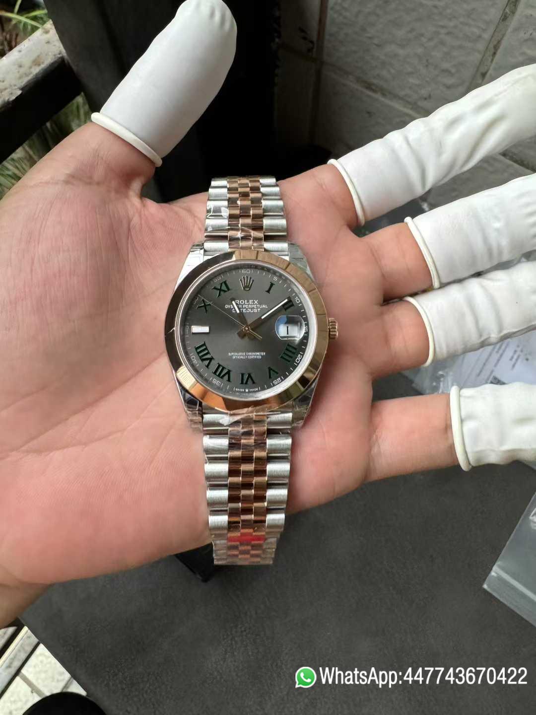 Victory Factory DateJust 41 126331 Wimbledon Slate Dial with Roma Indexes Rose Gold Smooth Bezel Two Tone Jubilee Bracelet DD 3235 Movement 00 Clean Factory DateJust 41 126331 Wimbledon Slate Dial with Roma Indexes Rose Gold Smooth Bezel Two Tone Jubilee Bracelet DD 3235 Movement 00