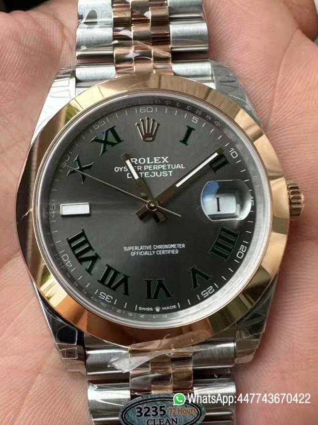 Victory Factory DateJust 41 126331 Wimbledon Slate Dial with Roma Indexes Rose Gold Smooth Bezel Two Tone Jubilee Bracelet DD 3235 Movement 000 Clean Factory DateJust 41 126331 Wimbledon Slate Dial with Roma Indexes Rose Gold Smooth Bezel Two Tone Jubilee Bracelet DD 3235 Movement 000