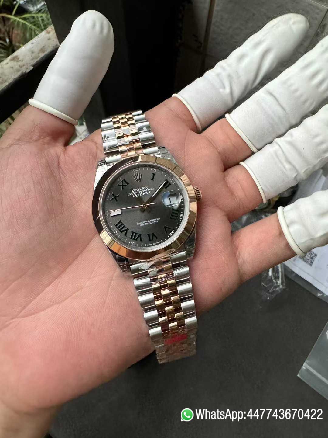 Victory Factory DateJust 41 126331 Wimbledon Slate Dial with Roma Indexes Rose Gold Smooth Bezel Two Tone Jubilee Bracelet DD 3235 Movement 01 Clean Factory DateJust 41 126331 Wimbledon Slate Dial with Roma Indexes Rose Gold Smooth Bezel Two Tone Jubilee Bracelet DD 3235 Movement 01
