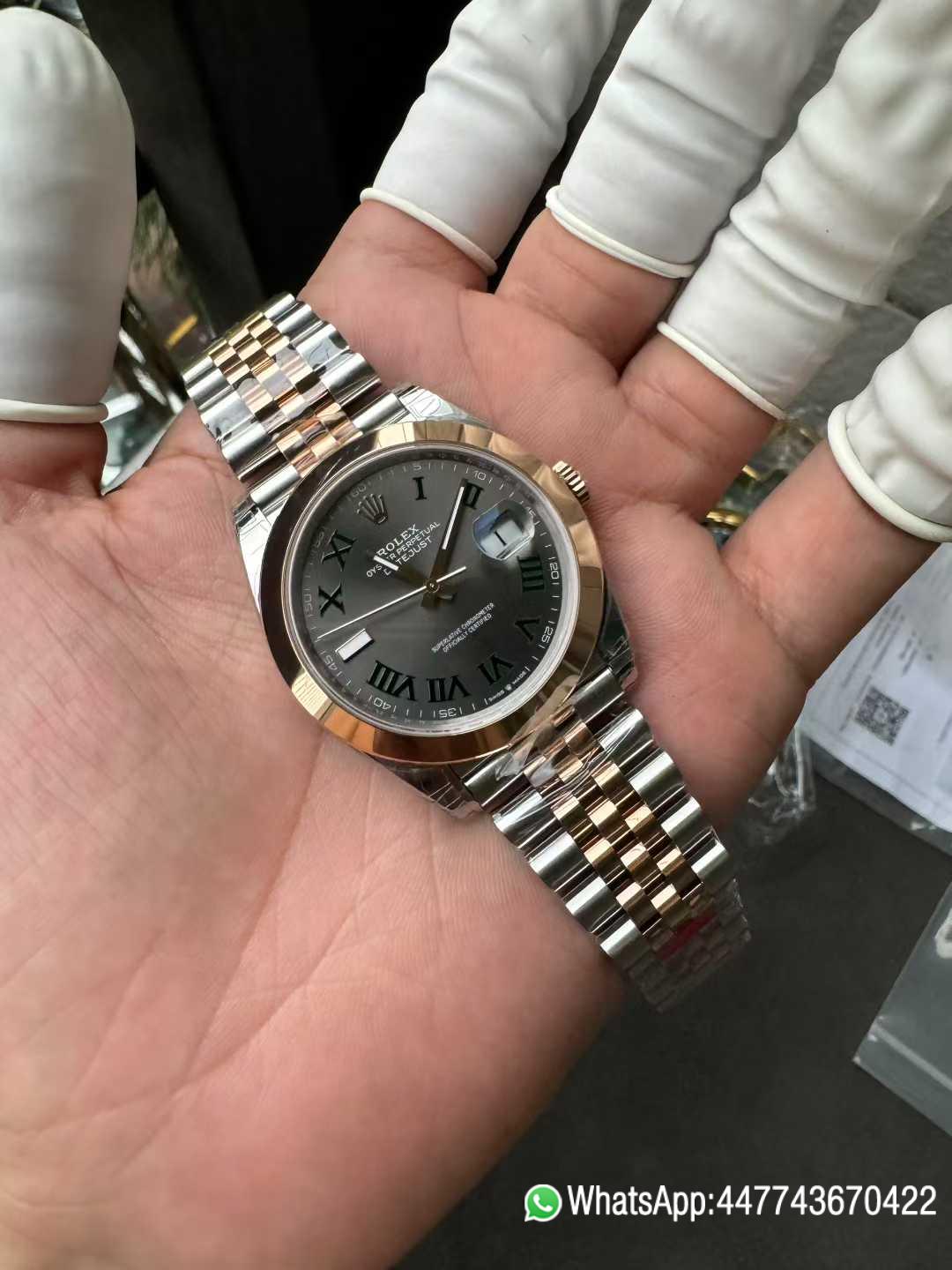Victory Factory DateJust 41 126331 Wimbledon Slate Dial with Roma Indexes Rose Gold Smooth Bezel Two Tone Jubilee Bracelet DD 3235 Movement 02 Clean Factory DateJust 41 126331 Wimbledon Slate Dial with Roma Indexes Rose Gold Smooth Bezel Two Tone Jubilee Bracelet DD 3235 Movement 02