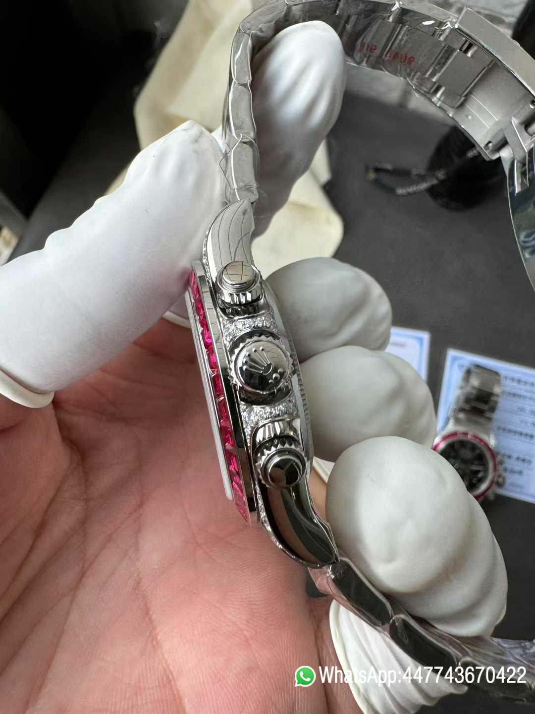 Victory Factory Watch Rolex Ruby Daytona 126599TRU Black Dial Baguette Ruby Bezel TRU Daytona Gem Set DanDong 4131 Movement 06 Clean Factory Watch Rolex Ruby Daytona 126599TRU Black Dial Baguette Ruby Bezel TRU Daytona Gem Set DanDong 4131 Movement 06