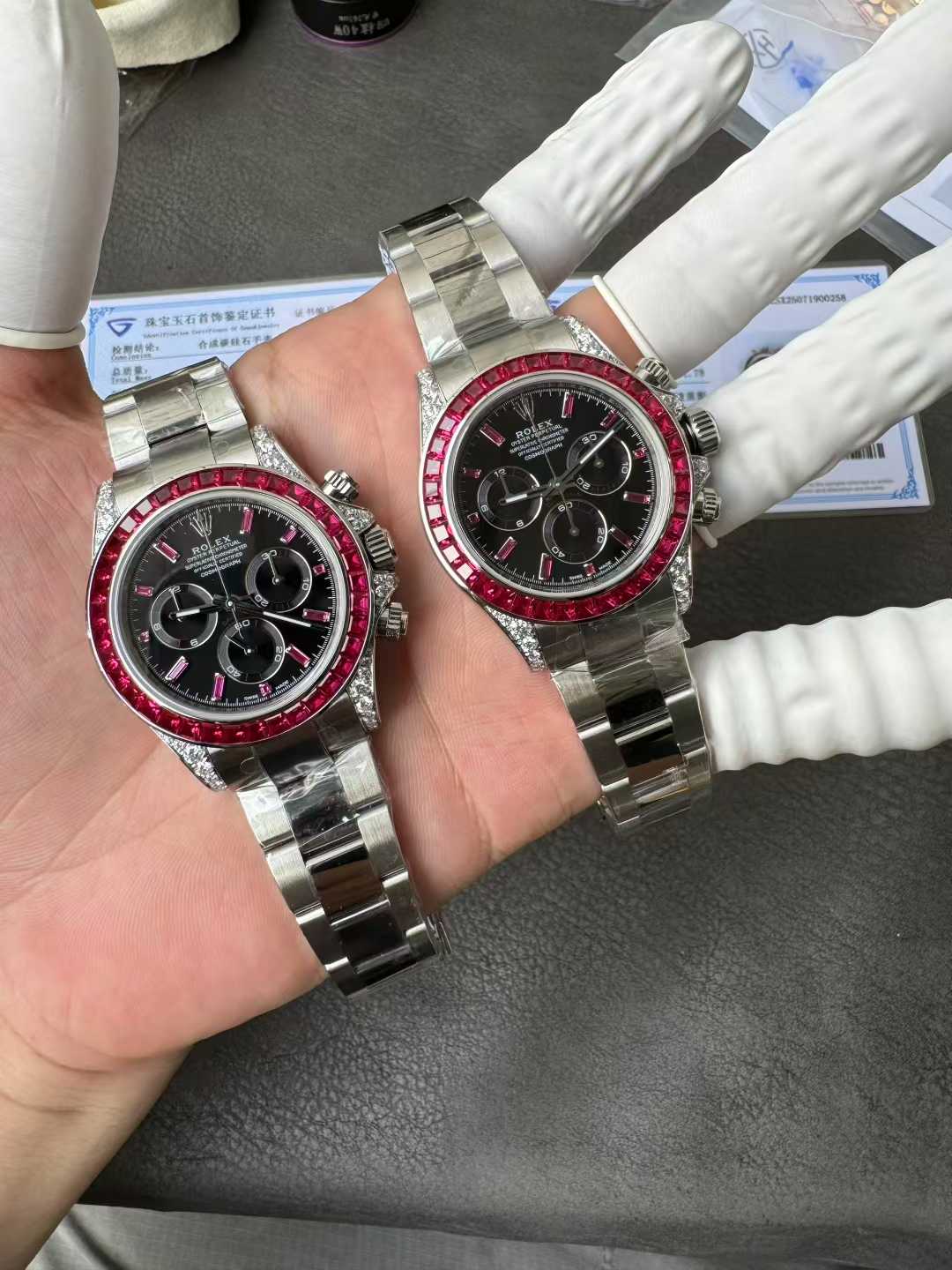 Victory Factory Watch Rolex Ruby Daytona 126599TRU Black Dial Baguette Ruby Bezel TRU Daytona Gem Set DanDong 4131 Movement 08 Clean Factory Watch Rolex Ruby Daytona 126599TRU Black Dial Baguette Ruby Bezel TRU Daytona Gem Set DanDong 4131 Movement 08