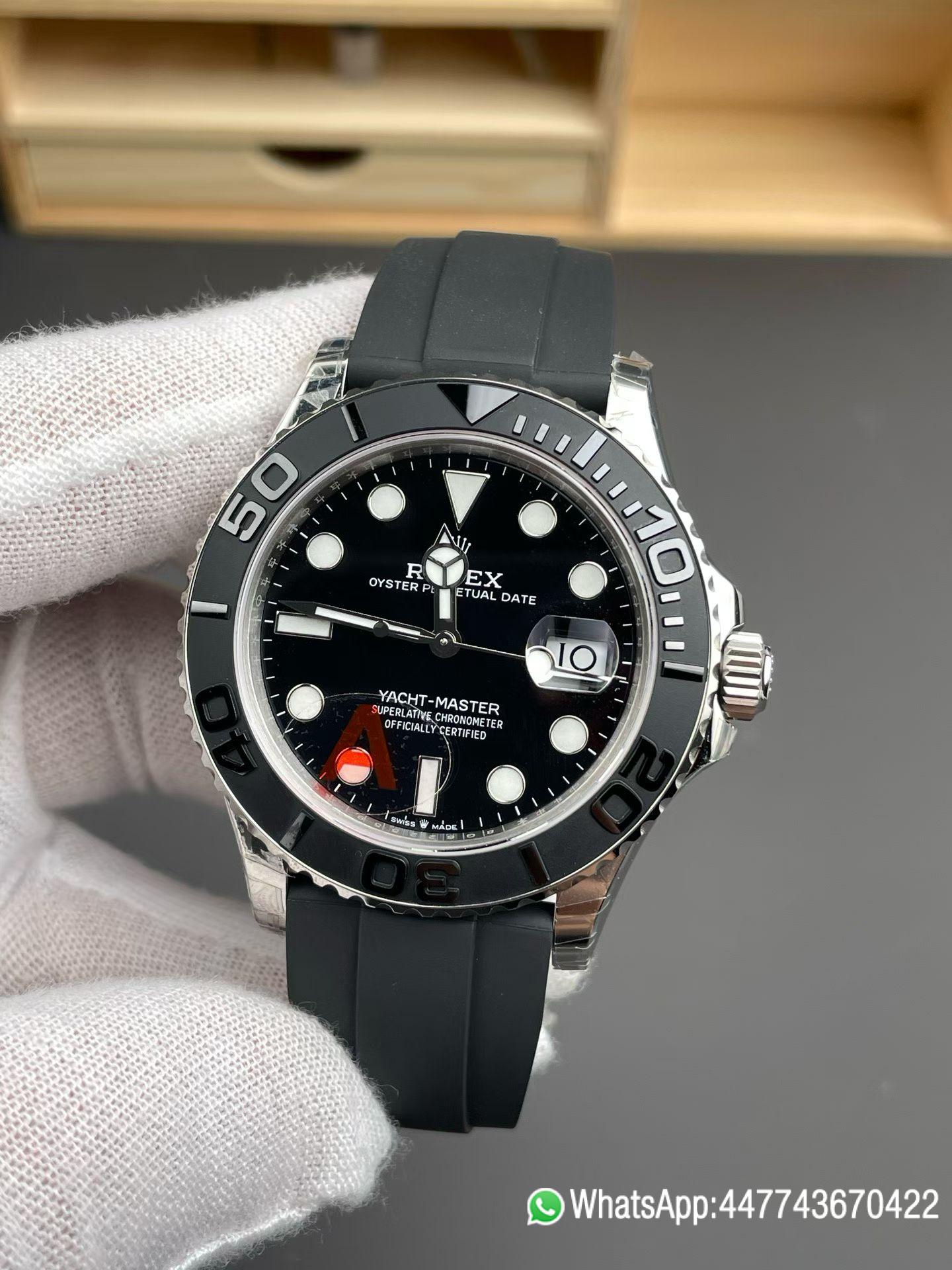 China VSF Rolex Super Clone Yacht Master 42mm 226659 Best Edition Black Dial 3D Black Ceramic Bezel on Black Oysterflex Strap VR3235 0