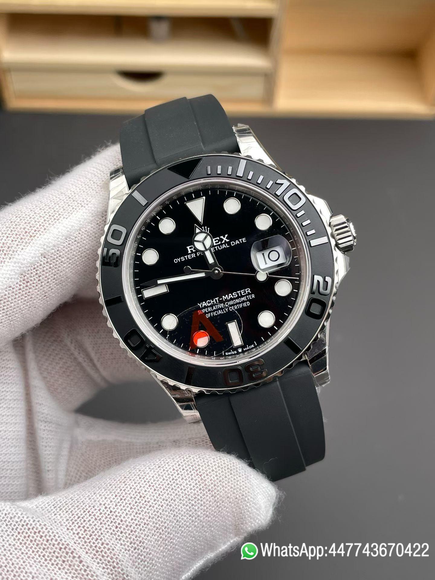 China VSF Rolex Super Clone Yacht Master 42mm 226659 Best Edition Black Dial 3D Black Ceramic Bezel on Black Oysterflex Strap VR3235 02 China VSF Rolex Super Clone Yacht Master 42mm 226659 Best Edition Black Dial 3D Black Ceramic Bezel on Black Oysterflex Strap VR3235 02