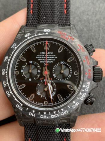 Super Clone Watch WWF ROLEX Cosmograph Daytona Series Diw Team Modified Version 40mm Carbon fiber case carbon fiber speed indicator ring and Shanghai 7750 chronograph movement 003