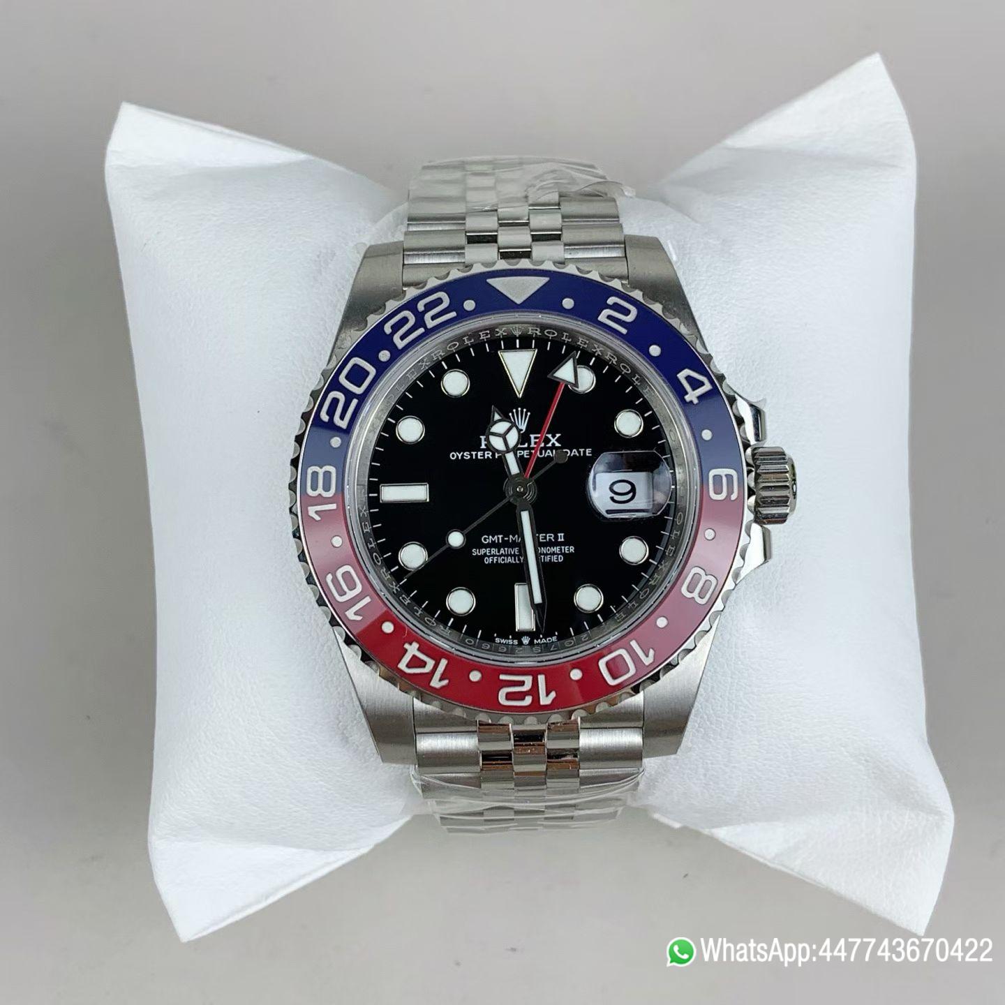 VSF Rolex Super Clone GMT Master 126710BLRO Pepsi Blue Red Ceramic Bezel Black Dial 904L Steel Case Jubilee Bracelet DD3285 Caliber CHS 02 VSF Rolex Super Clone GMT Master 126710BLRO Pepsi Blue Red Ceramic Bezel Black Dial 904L Steel Case Jubilee Bracelet DD3285 Caliber CHS 02