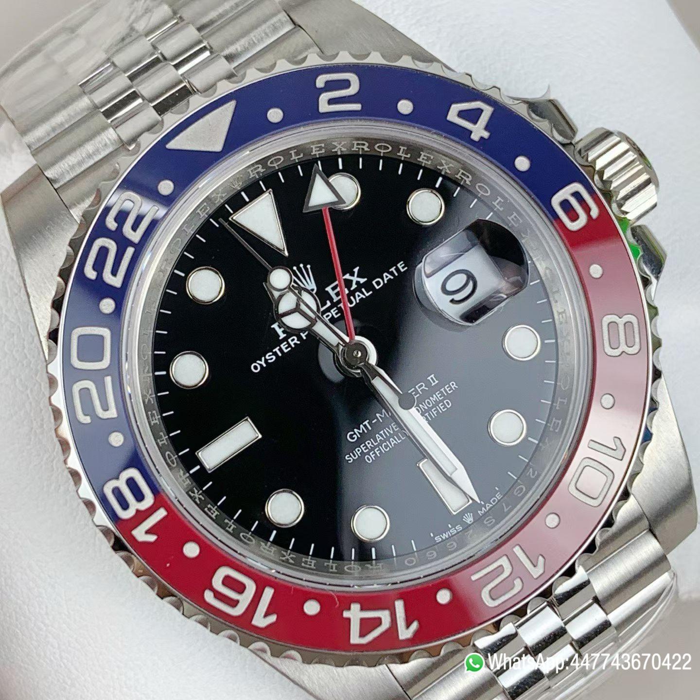 VSF Rolex Super Clone GMT Master 126710BLRO Pepsi Blue Red Ceramic Bezel Black Dial 904L Steel Case Jubilee Bracelet DD3285 Caliber CHS 05