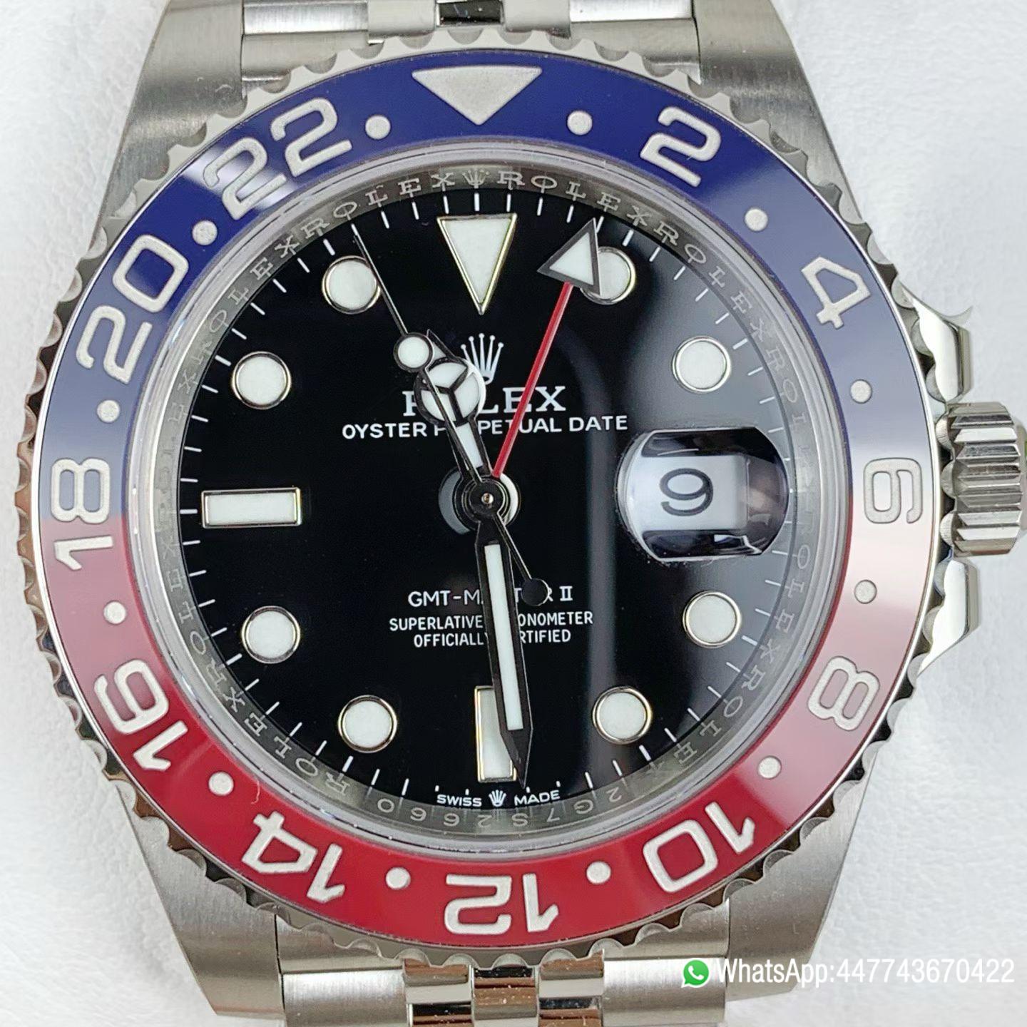VSF Rolex Super Clone GMT Master 126710BLRO Pepsi Blue Red Ceramic Bezel Black Dial 904L Steel Case Jubilee Bracelet DD3285 Caliber CHS 06 VSF Rolex Super Clone GMT Master 126710BLRO Pepsi Blue Red Ceramic Bezel Black Dial 904L Steel Case Jubilee Bracelet DD3285 Caliber CHS 06