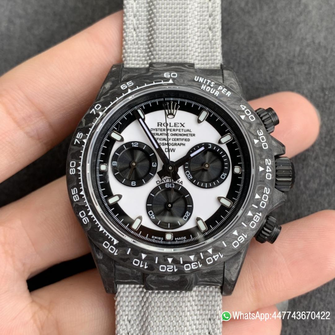 WWF Rolex Cosmograph Daytona DIW 40mm Forged carbon fiber case Panda Dial Carbon fiber bezel and Asia 7750 chronograph movement 0 WWF Rolex Cosmograph Daytona DIW 40mm Forged carbon fiber case Panda Dial Carbon fiber bezel and Asia 7750 chronograph movement 0