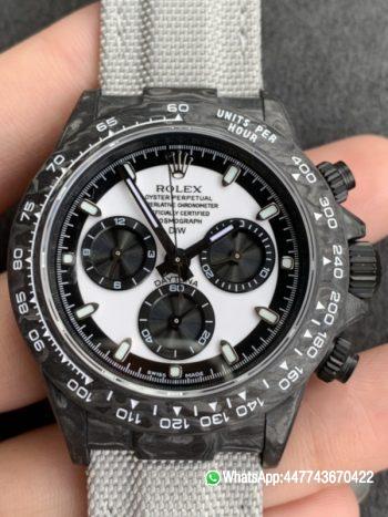 WWF Rolex Cosmograph Daytona DIW 40mm Forged carbon fiber case Panda Dial Carbon fiber bezel and Asia 7750 chronograph movement2