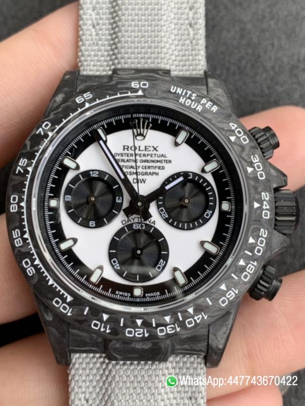 WWF Rolex Cosmograph Daytona DIW 40mm Forged carbon fiber case Panda Dial Carbon fiber bezel and Asia 7750 chronograph movement2 WWF Rolex Cosmograph Daytona DIW 40mm Forged carbon fiber case Panda Dial Carbon fiber bezel and Asia 7750 chronograph movement2