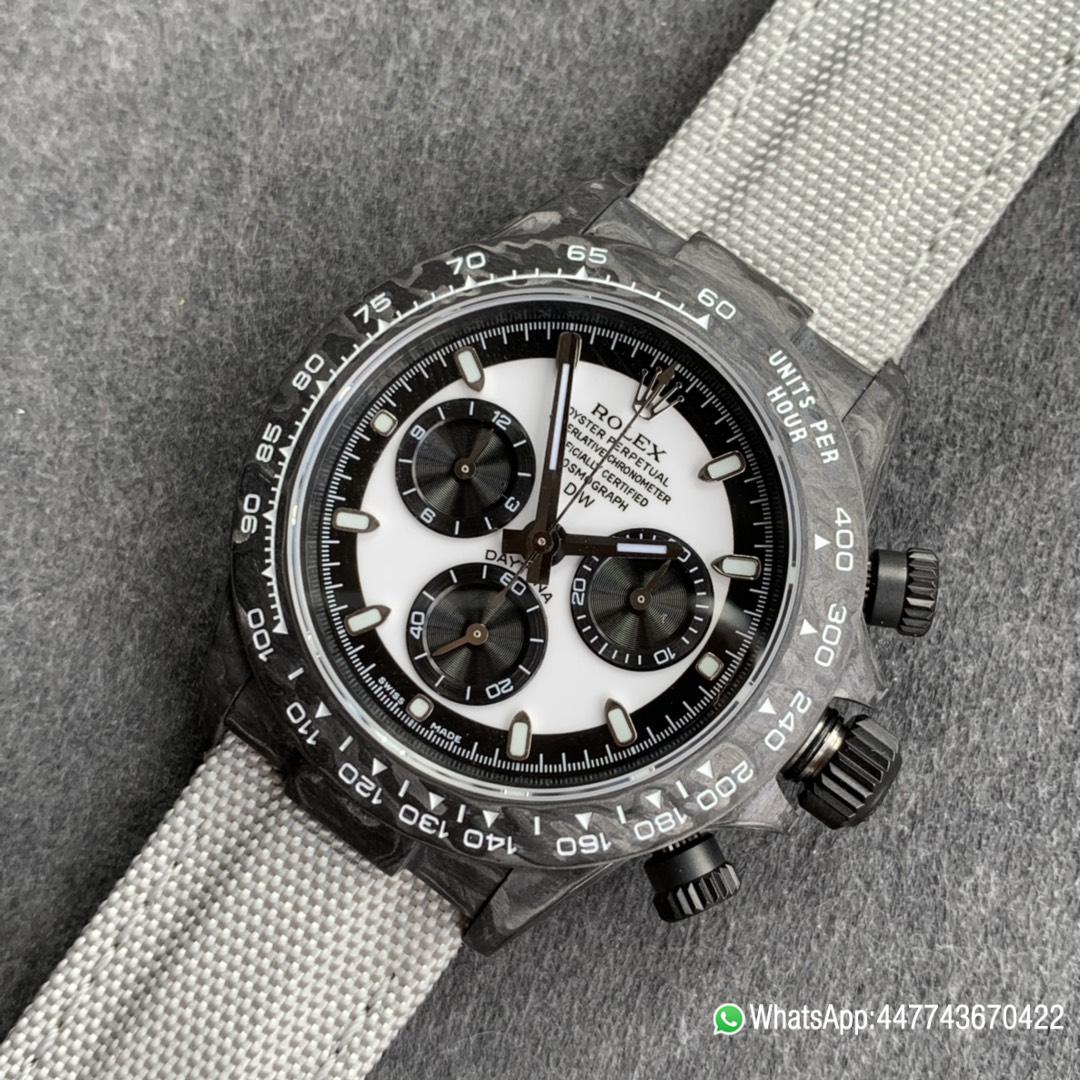 WWF Rolex Cosmograph Daytona DIW 40mm Forged carbon fiber case Panda Dial Carbon fiber bezel and Asia 7750 chronograph movement3 WWF Rolex Cosmograph Daytona DIW 40mm Forged carbon fiber case Panda Dial Carbon fiber bezel and Asia 7750 chronograph movement3