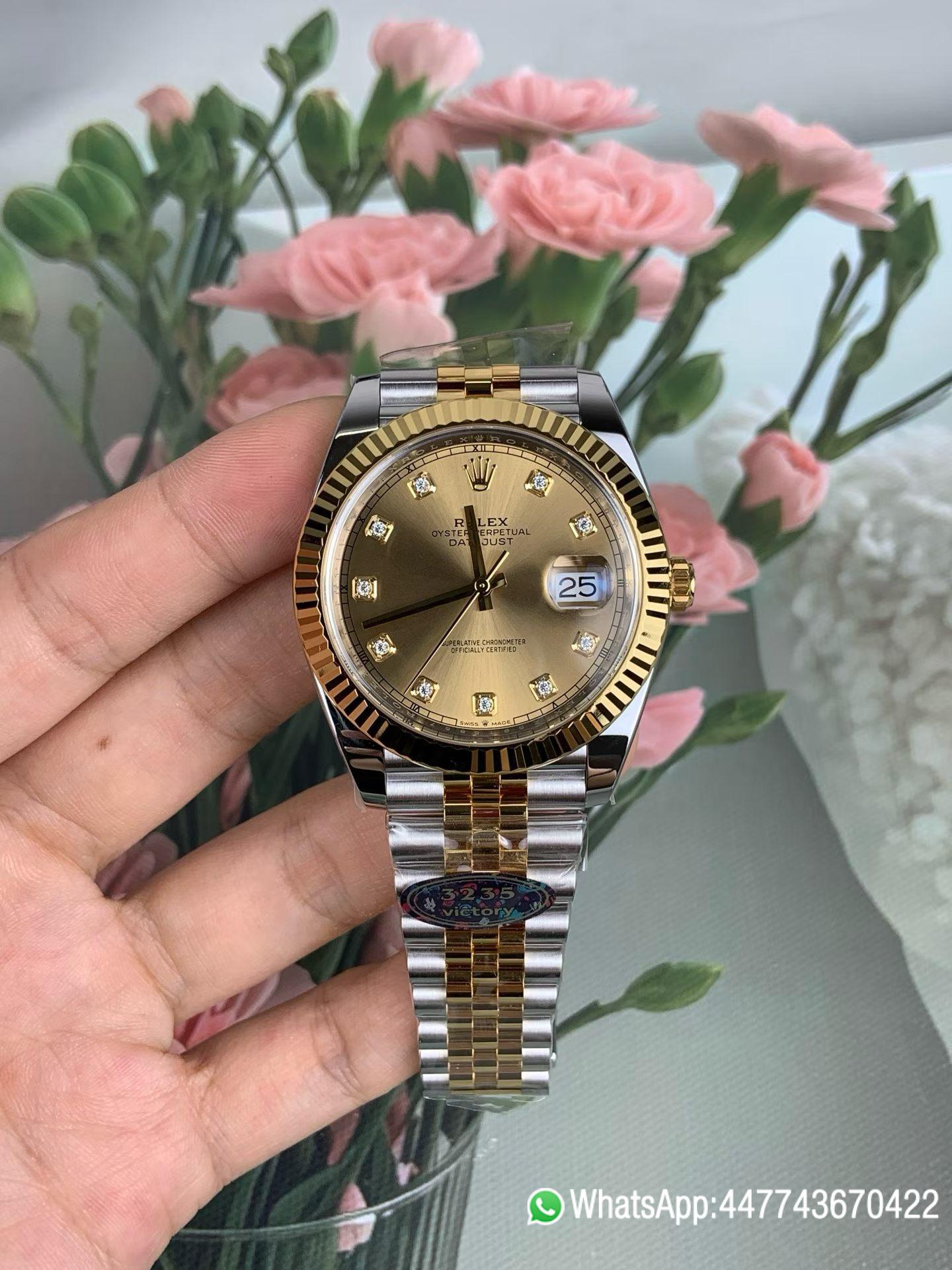 VF Rolex Datejust 41 Two Tone Champagne Diamond Dial Fluted Bezel and Dandong 3235 movement 0 VF Rolex Datejust 41 Two Tone Champagne Diamond Dial Fluted Bezel and Dandong 3235 movement 0