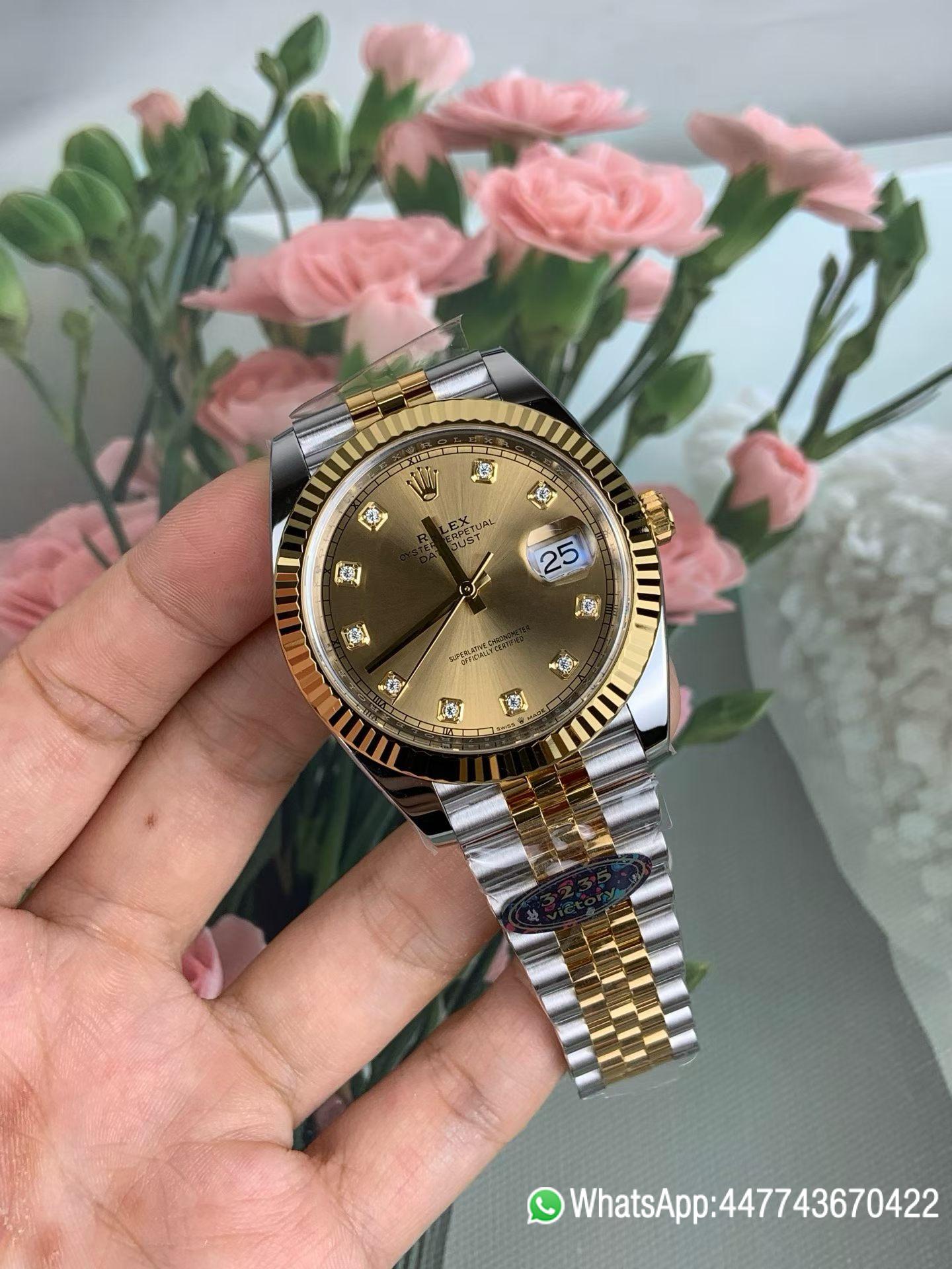 VF Rolex Datejust 41 Two Tone Champagne Diamond Dial Fluted Bezel and Dandong 3235 movement 01