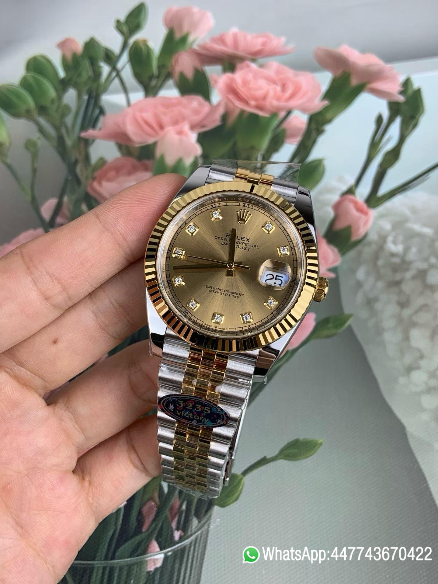 VF Rolex Datejust 41 Two Tone Champagne Diamond Dial Fluted Bezel and Dandong 3235 movement 02 VF Rolex Datejust 41 Two Tone Champagne Diamond Dial Fluted Bezel and Dandong 3235 movement 02