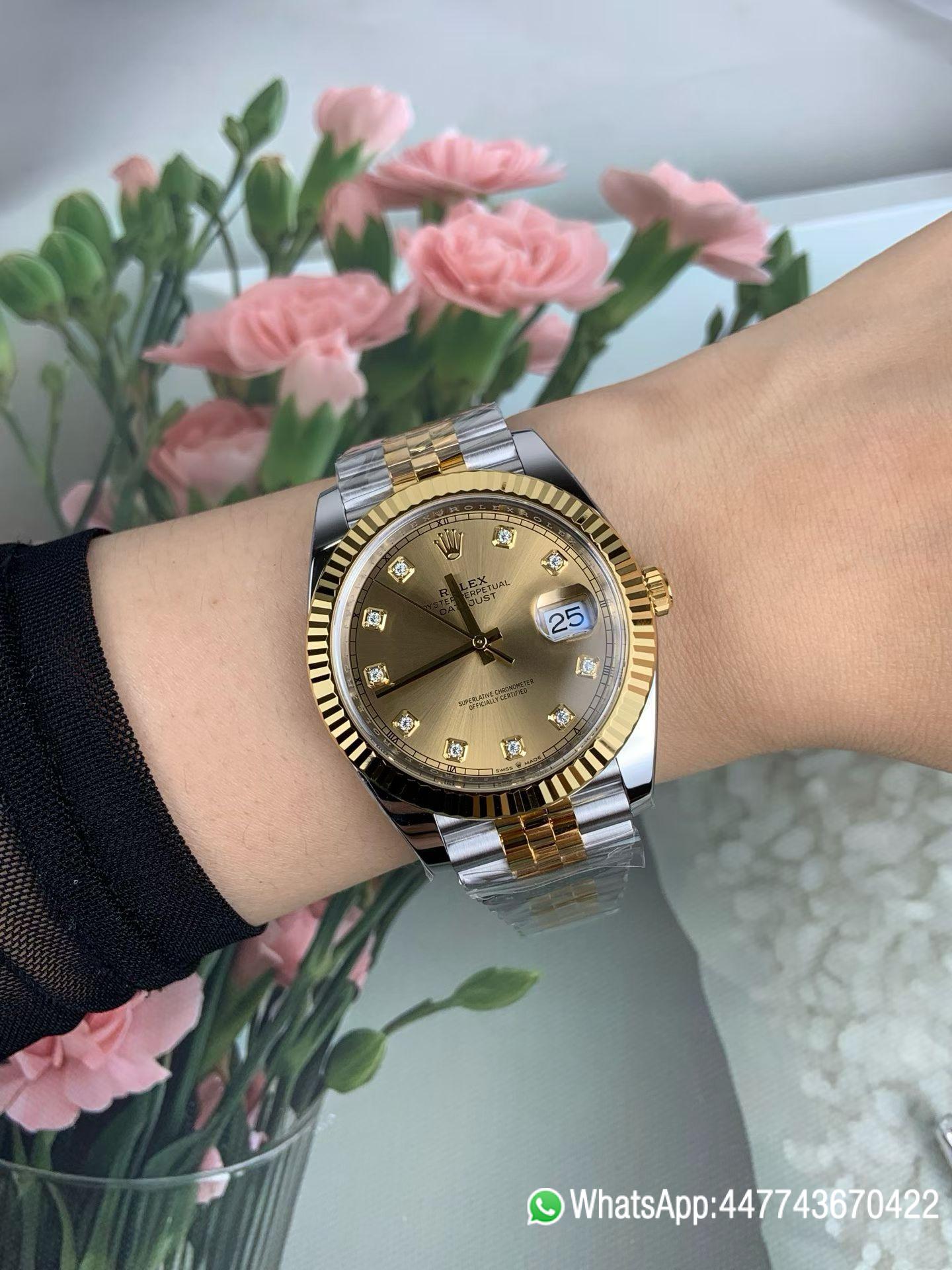 VF Rolex Datejust 41 Two Tone Champagne Diamond Dial Fluted Bezel and Dandong 3235 movement 09 VF Rolex Datejust 41 Two Tone Champagne Diamond Dial Fluted Bezel and Dandong 3235 movement 09