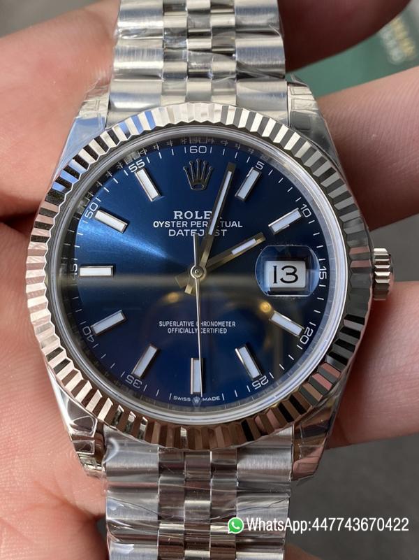 VSF Rolex DateJust 41 126300 0002 Blue Dial on Oyster Bracelet Dandong 3235 Movement 011 VSF Rolex DateJust 41 126300 0002 Blue Dial on Oyster Bracelet Dandong 3235 Movement 011