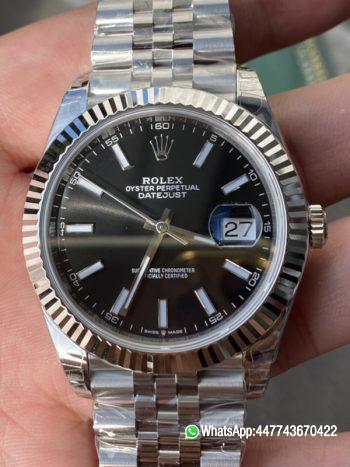 VSF Rolex DateJust 41 126334 0018 Black Dial on Oyster Bracelet Dandong 3235 Movement 010