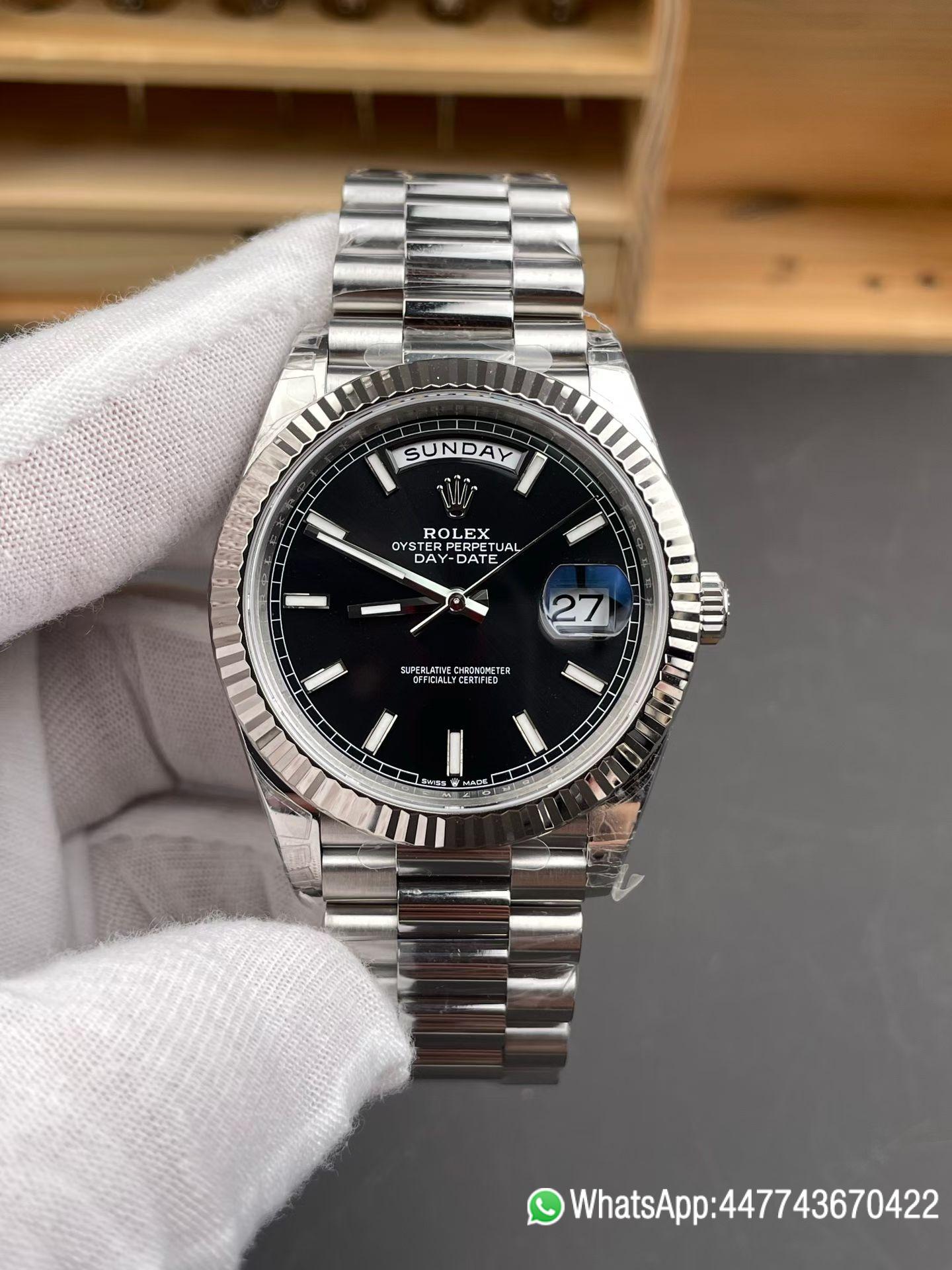 VSF Rolex Day Date 40 SS RCF 11 Best Edition Black Stick Dial on President Bracelet Dandong 3255 0 VSF Rolex Day Date 40 SS RCF 11 Best Edition Black Stick Dial on President Bracelet Dandong 3255 0