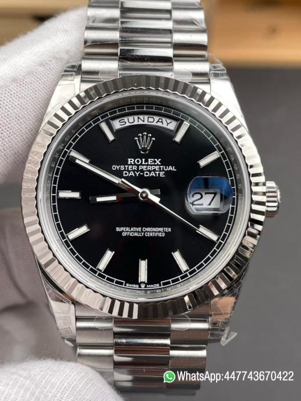 VSF Rolex Day Date 40 SS RCF 11 Best Edition Black Stick Dial on President Bracelet Dandong 3255 09 VSF Rolex Day Date 40 SS RCF 11 Best Edition Black Stick Dial on President Bracelet Dandong 3255 09