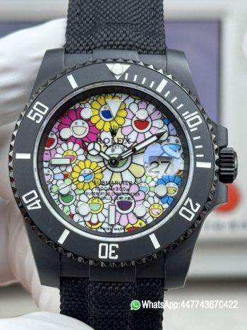 VSF Rolex Submariner Date DIW 41mm Takashi Murakami Flower Dial Black ceramic bezel and Dandong 3235 Movement 0