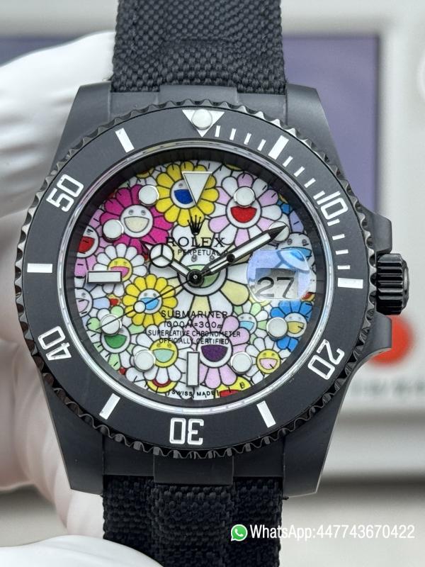 VSF Rolex Submariner Date DIW 41mm Takashi Murakami Flower Dial Black ceramic bezel and Dandong 3235 Movement 0 VSF Rolex Submariner Date DIW 41mm Takashi Murakami Flower Dial Black ceramic bezel and Dandong 3235 Movement 0