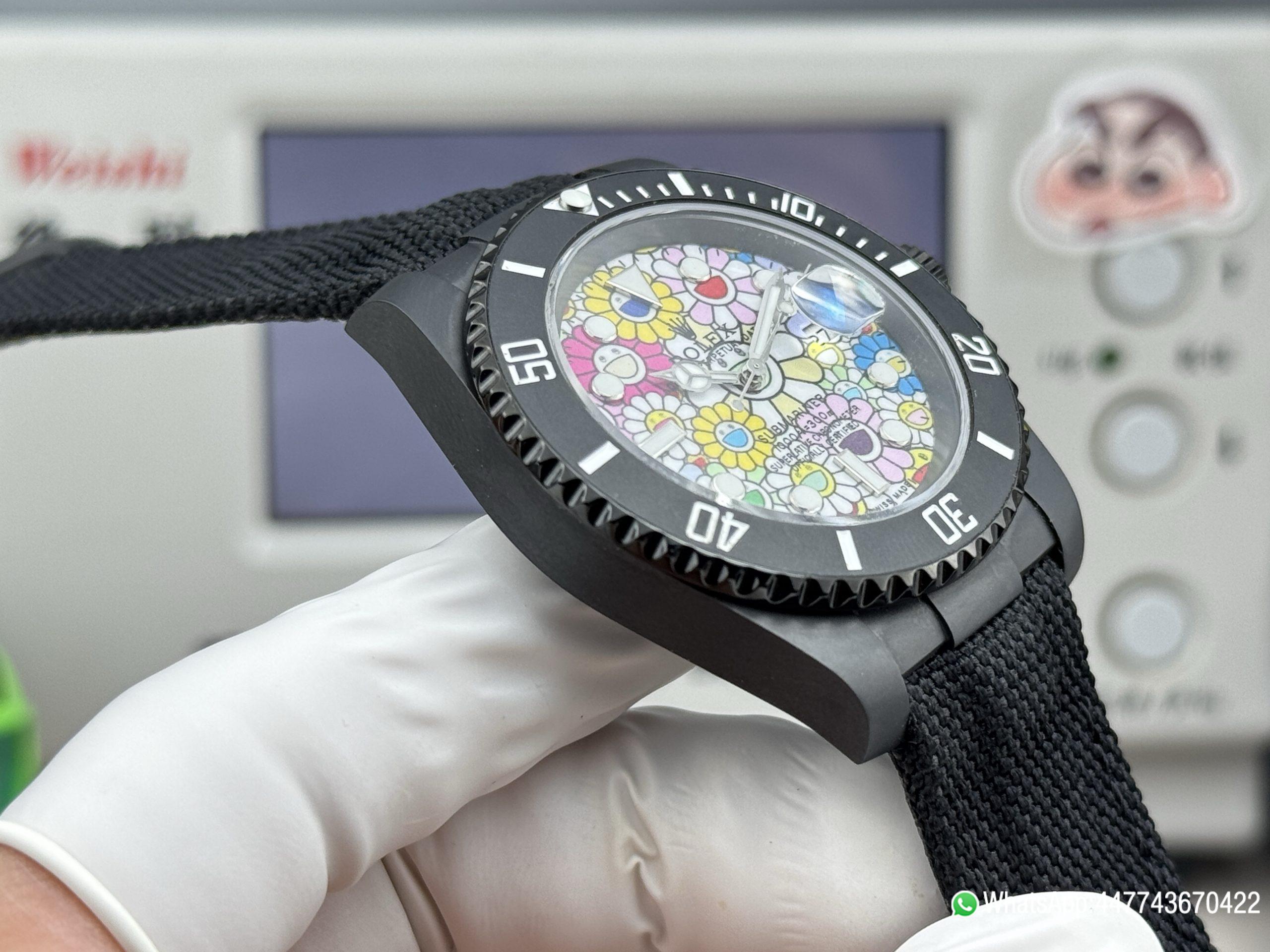 VSF Rolex Submariner Date DIW 41mm Takashi Murakami Flower Dial Black ceramic bezel and Dandong 3235 Movement 03 VSF Rolex Submariner Date DIW 41mm Takashi Murakami Flower Dial Black ceramic bezel and Dandong 3235 Movement 03