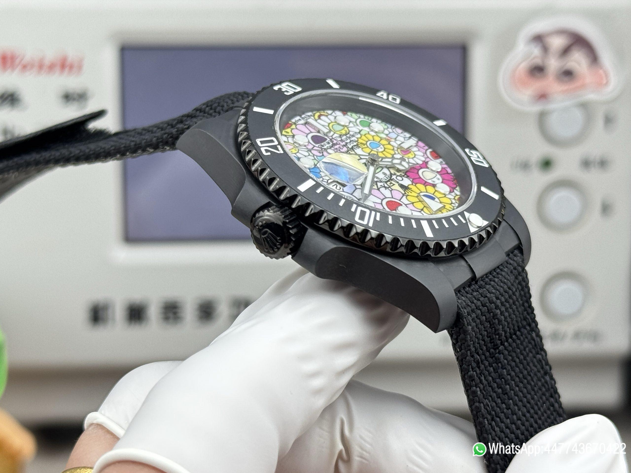 VSF Rolex Submariner Date DIW 41mm Takashi Murakami Flower Dial Black ceramic bezel and Dandong 3235 Movement 04 VSF Rolex Submariner Date DIW 41mm Takashi Murakami Flower Dial Black ceramic bezel and Dandong 3235 Movement 04