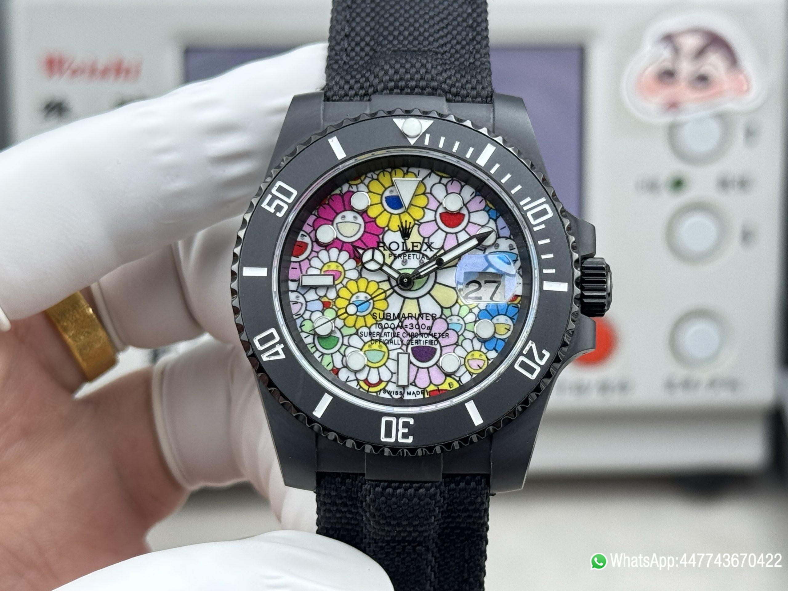 VSF Rolex Submariner Date DIW 41mm Takashi Murakami Flower Dial Black ceramic bezel and Dandong 3235 Movement 07 VSF Rolex Submariner Date DIW 41mm Takashi Murakami Flower Dial Black ceramic bezel and Dandong 3235 Movement 07