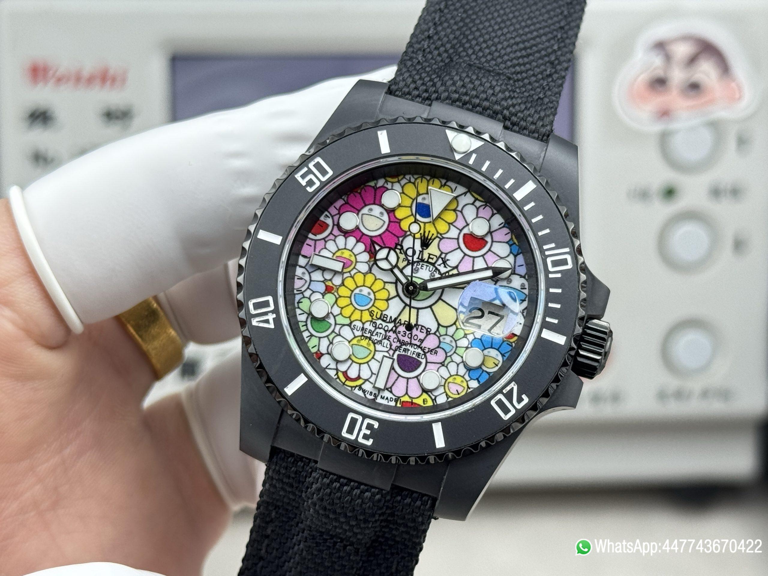 VSF Rolex Submariner Date DIW 41mm Takashi Murakami Flower Dial Black ceramic bezel and Dandong 3235 Movement 09 VSF Rolex Submariner Date DIW 41mm Takashi Murakami Flower Dial Black ceramic bezel and Dandong 3235 Movement 09