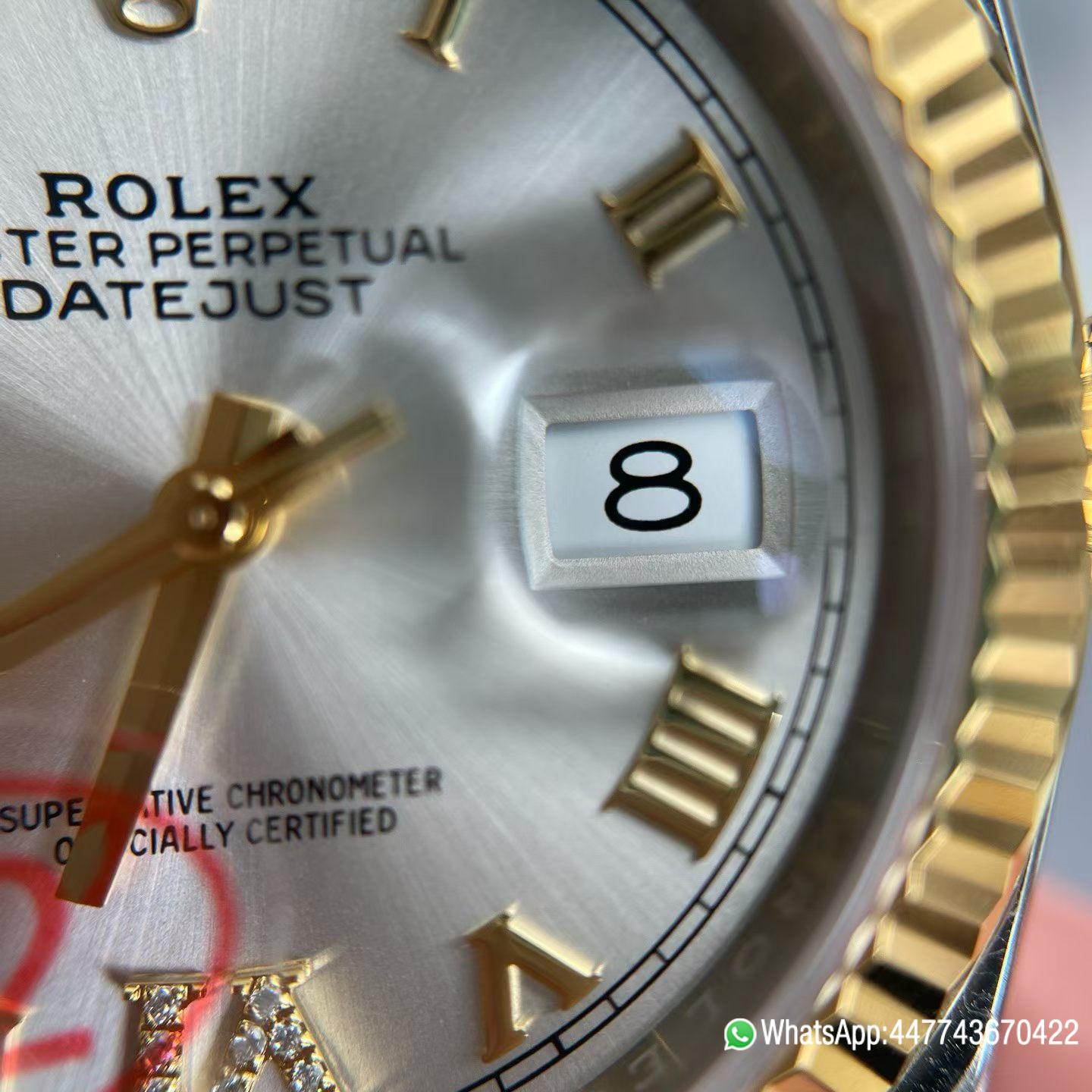 VSF Rolex Datejust 36 REF 126233 Yellow Rolesor with a silver Roman numeral dial fluted yellow gold bezel and Jubilee bracelet Dandong 3235 Movement 04 VSF Rolex Datejust 36 REF 126233 Yellow Rolesor with a silver Roman numeral dial fluted yellow gold bezel and Jubilee bracelet Dandong 3235 Movement 04