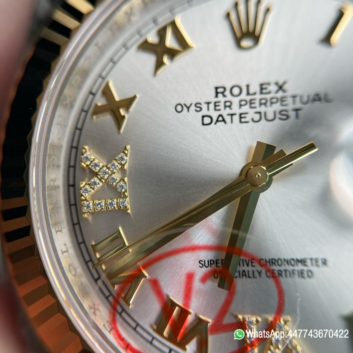 VSF Rolex Datejust 36 REF 126233 Yellow Rolesor with a silver Roman numeral dial fluted yellow gold bezel and Jubilee bracelet Dandong 3235 Movement 06