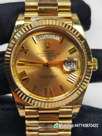 VSF Rolex Day Date 36 128238 Golden sunburst Dial Triangular Groove Bezel Oyster case design and Dandong 3255 Movement 0