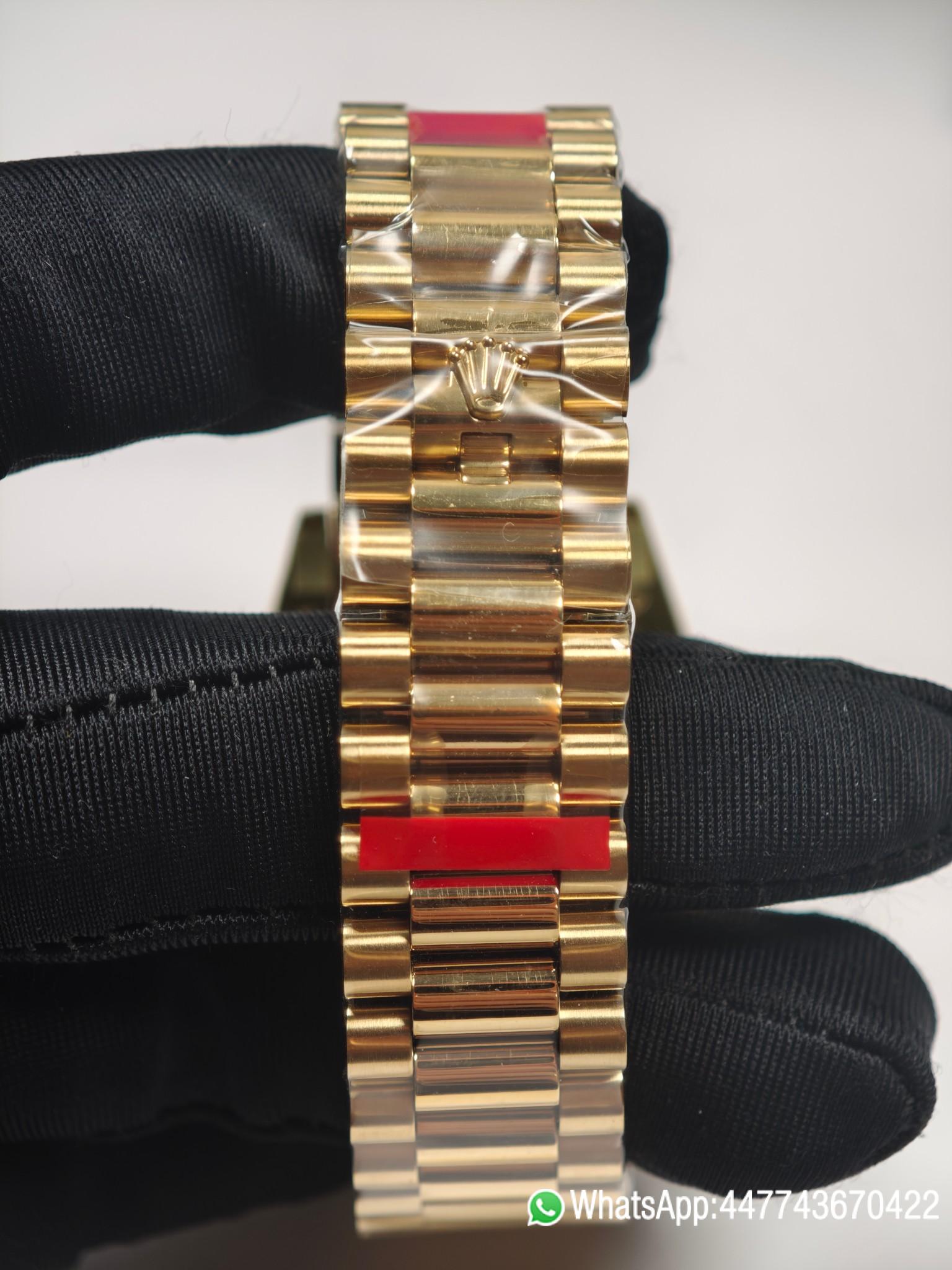 VSF Rolex Day Date 36 128238 Golden sunburst Dial Triangular Groove Bezel Oyster case design and Dandong 3255 Movement 08 VSF Rolex Day Date 36 128238 Golden sunburst Dial Triangular Groove Bezel Oyster case design and Dandong 3255 Movement 08
