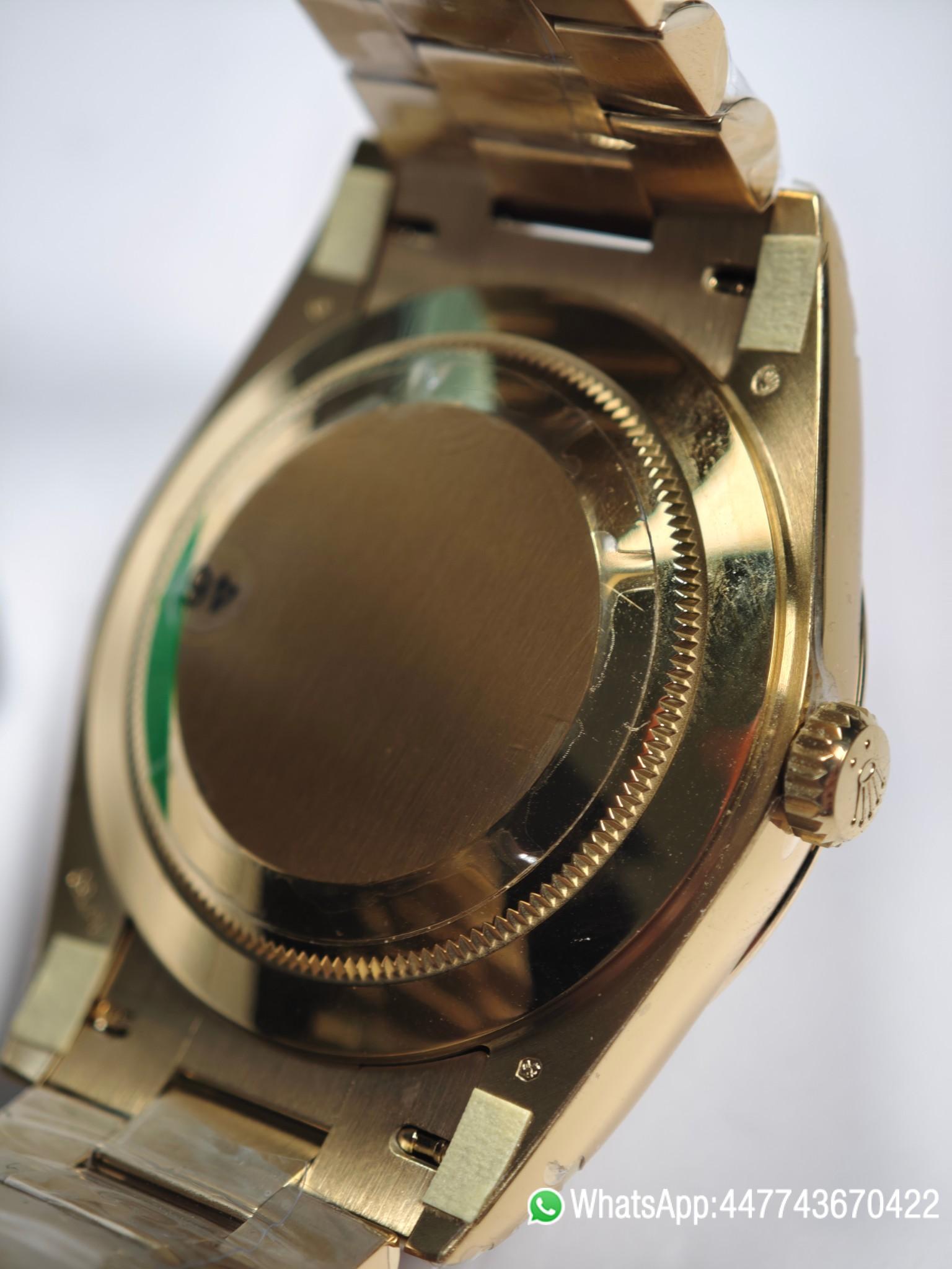 VSF Rolex Day Date 36 128238 Golden sunburst Dial Triangular Groove Bezel Oyster case design and Dandong 3255 Movement 09 VSF Rolex Day Date 36 128238 Golden sunburst Dial Triangular Groove Bezel Oyster case design and Dandong 3255 Movement 09