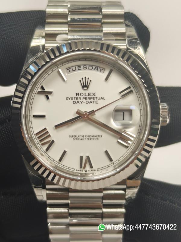 VSF Rolex Day Date 40mm 228239 White Dial with Roman Indexes 904L Stainless Steel Case and President Bracelet VS3255 V2 0 VSF Rolex Day Date 40mm 228239 White Dial with Roman Indexes 904L Stainless Steel Case and President Bracelet VS3255 V2 0